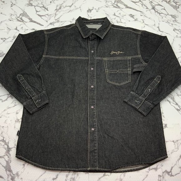 Men's Sean John Black Khaki Casual Denim Jacket